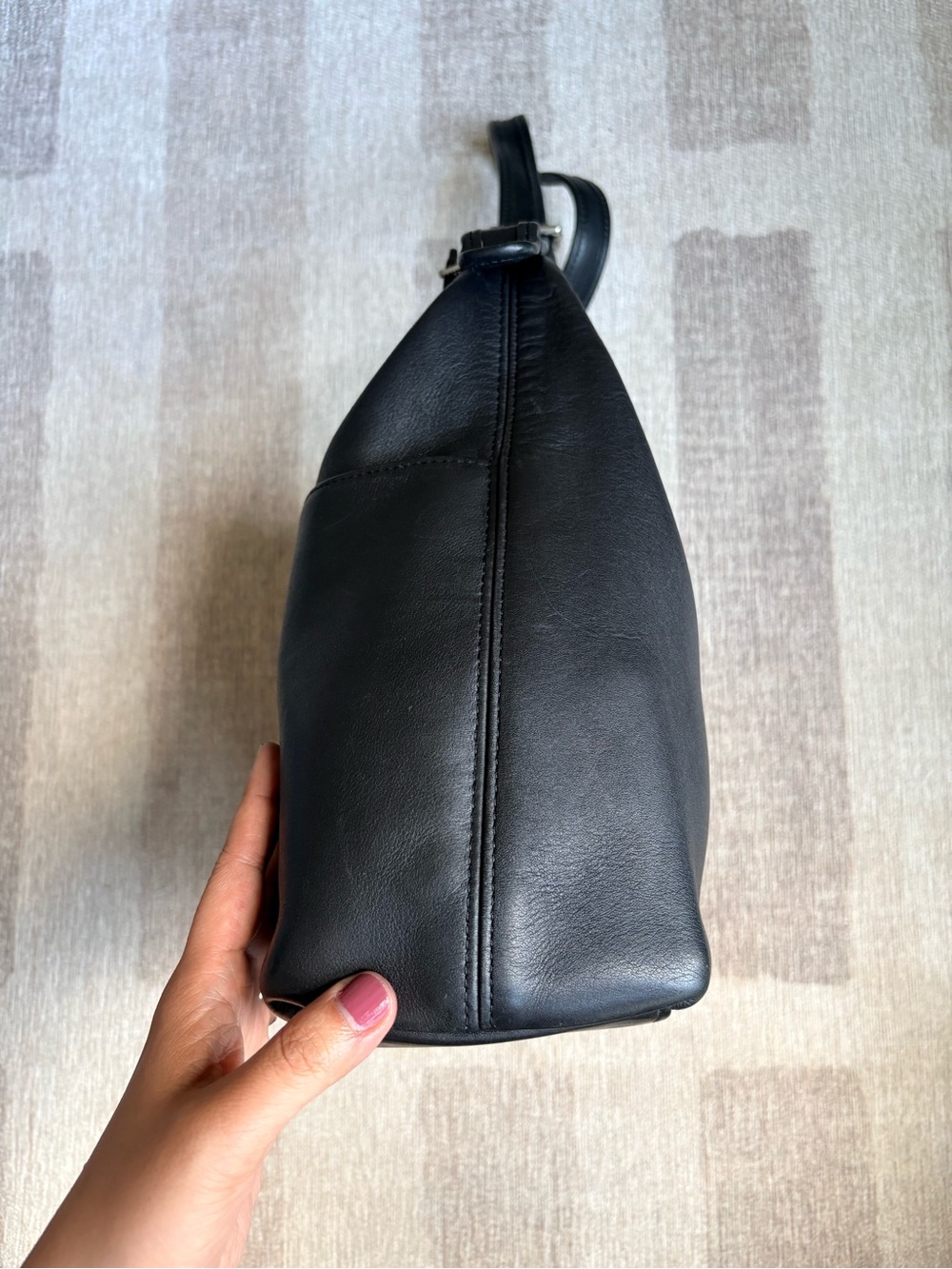 COACH Vintage Legacy Hobo Black Leather Nickel Shoulder Bag Handbag Purse 9058 - Picture 3 of 10